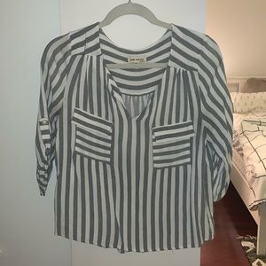 Grey and white striped blouse